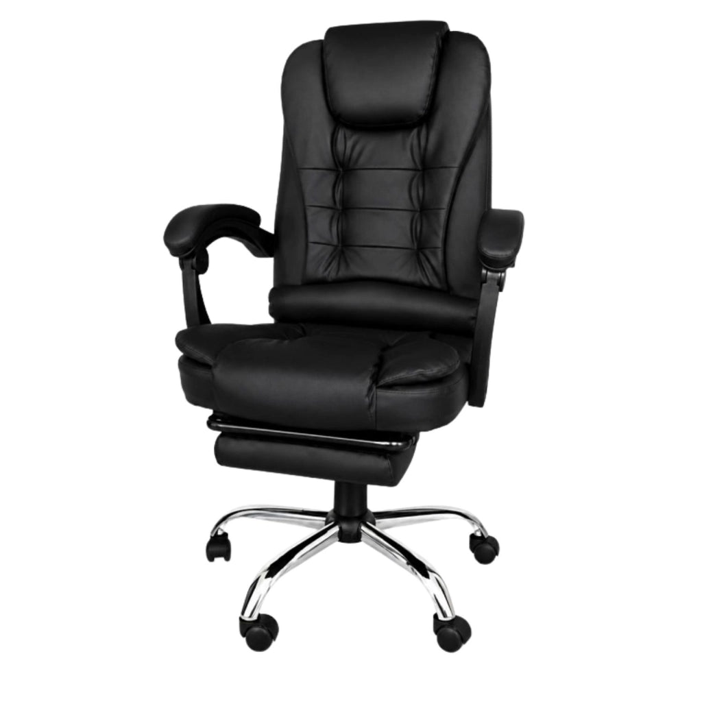 Ecoprice Sedia Ufficio Similpelle +PoggiaPiedi Relax Nero