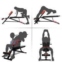 Panca Piana Palestra, Panca Pesi Regolabile per Allenamento a Casa, Panca Palestra Multifunzione con 1 Regolazione Piana e 2 Reclinazioni, 4 Regolazioni del Piede, Nero