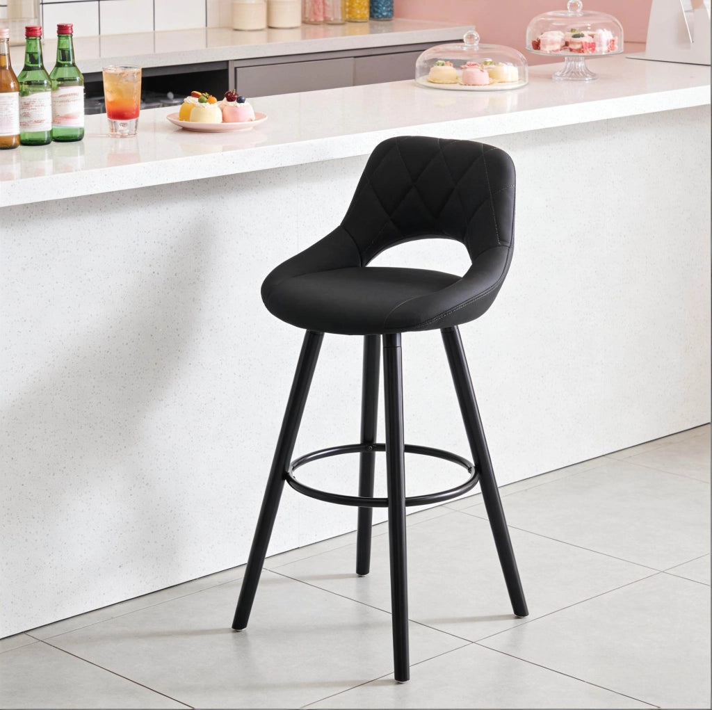 Sgabello bar con schienale, seduta ergonomica e base in legno massiccio