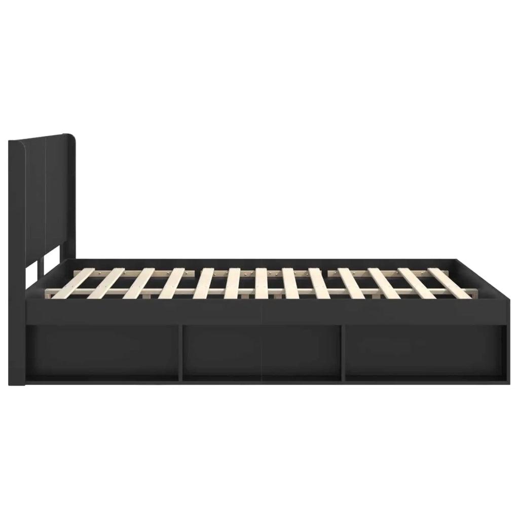 Struttura del letto con stoccaggio e testata Nero 120 x 190 cm
