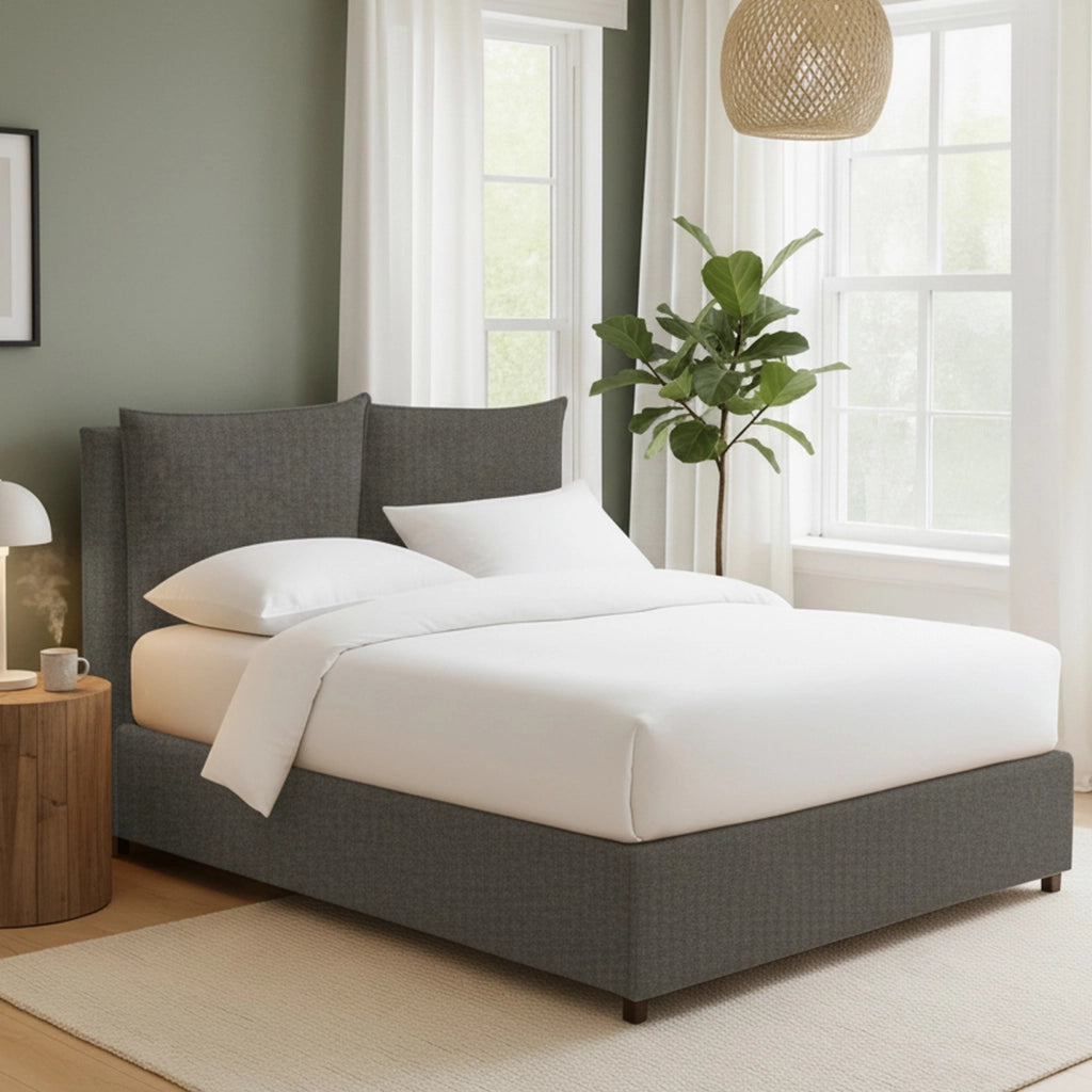 Liskeard, Letto Matrimoniale Sfoderabile Made in Italy, Grigio Tortora