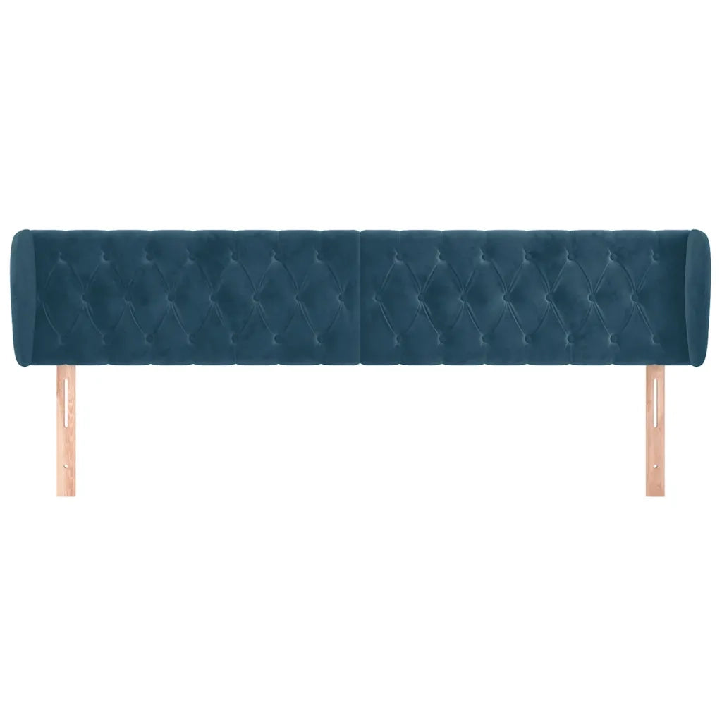 Testiera ad Orecchio-Testata con Orecchie Blu Scuro 183x23x78/88 cm in Velluto 295085