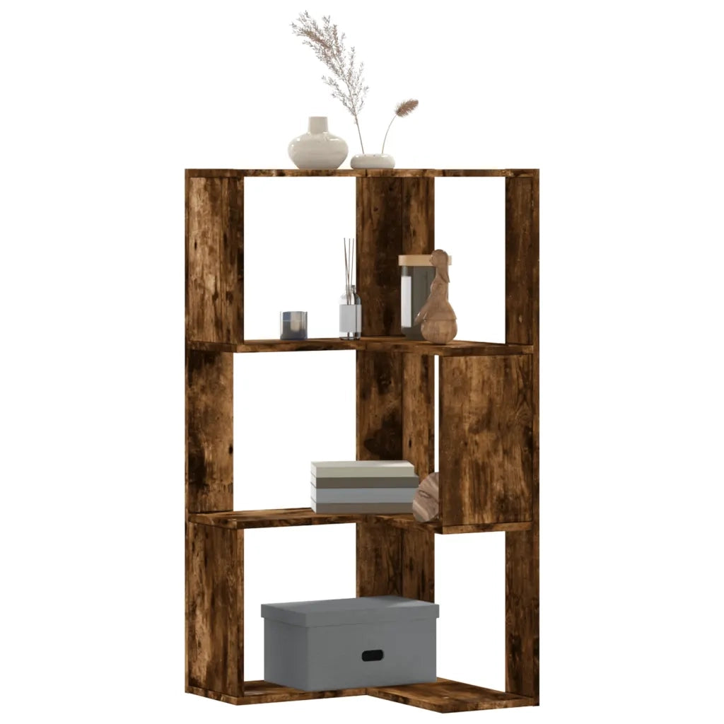 vidaXL Libreria Angolare 3Ripiani Rovere Fumo 50x50x102 cm Multistrato