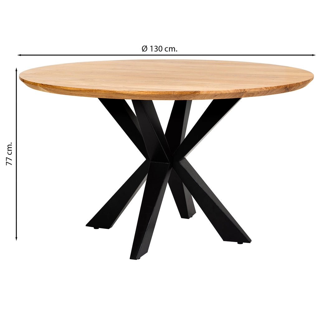 Tavolo da pranzo rotondo in legno di acacia D130x77