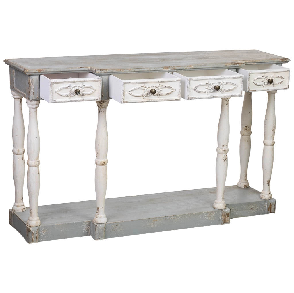 Mobile da ingresso in legno con 4 cassetti 142,5x42x85h cm