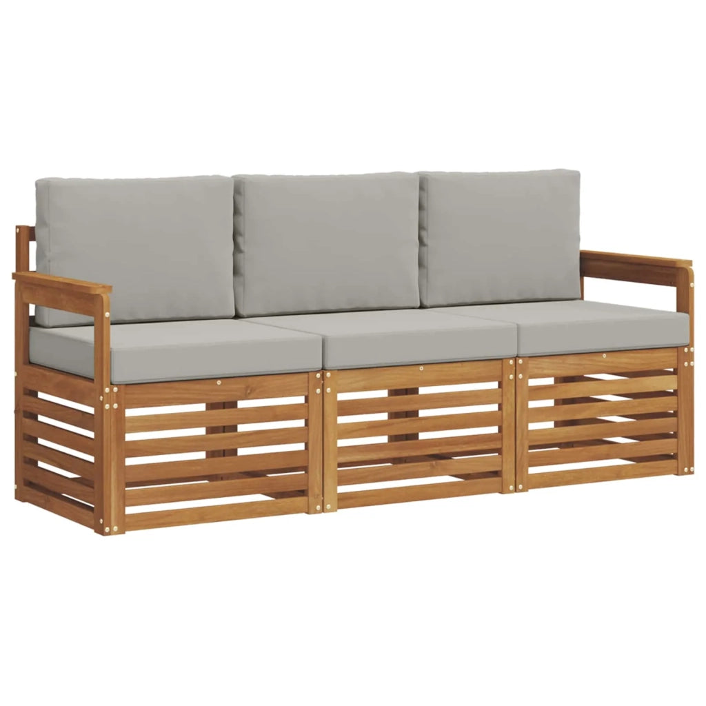 Set divani con cuscino 3 pcs Grigio Naturale e Chiaro