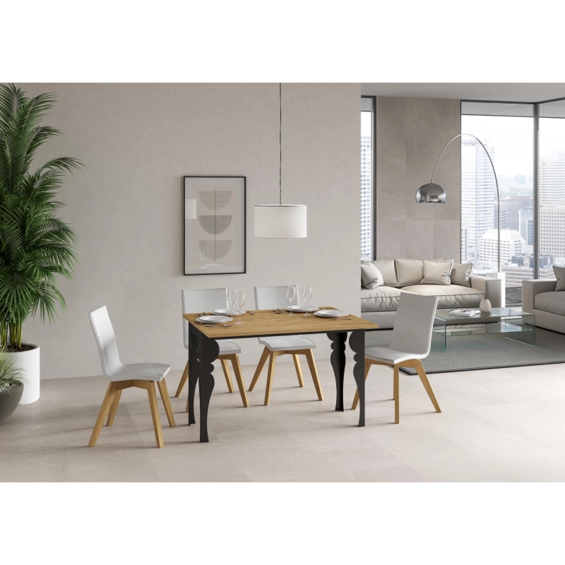 Tavolo apribile 120/200x45/90 cm Paxon Double telaio Antracite - Quercia Natura