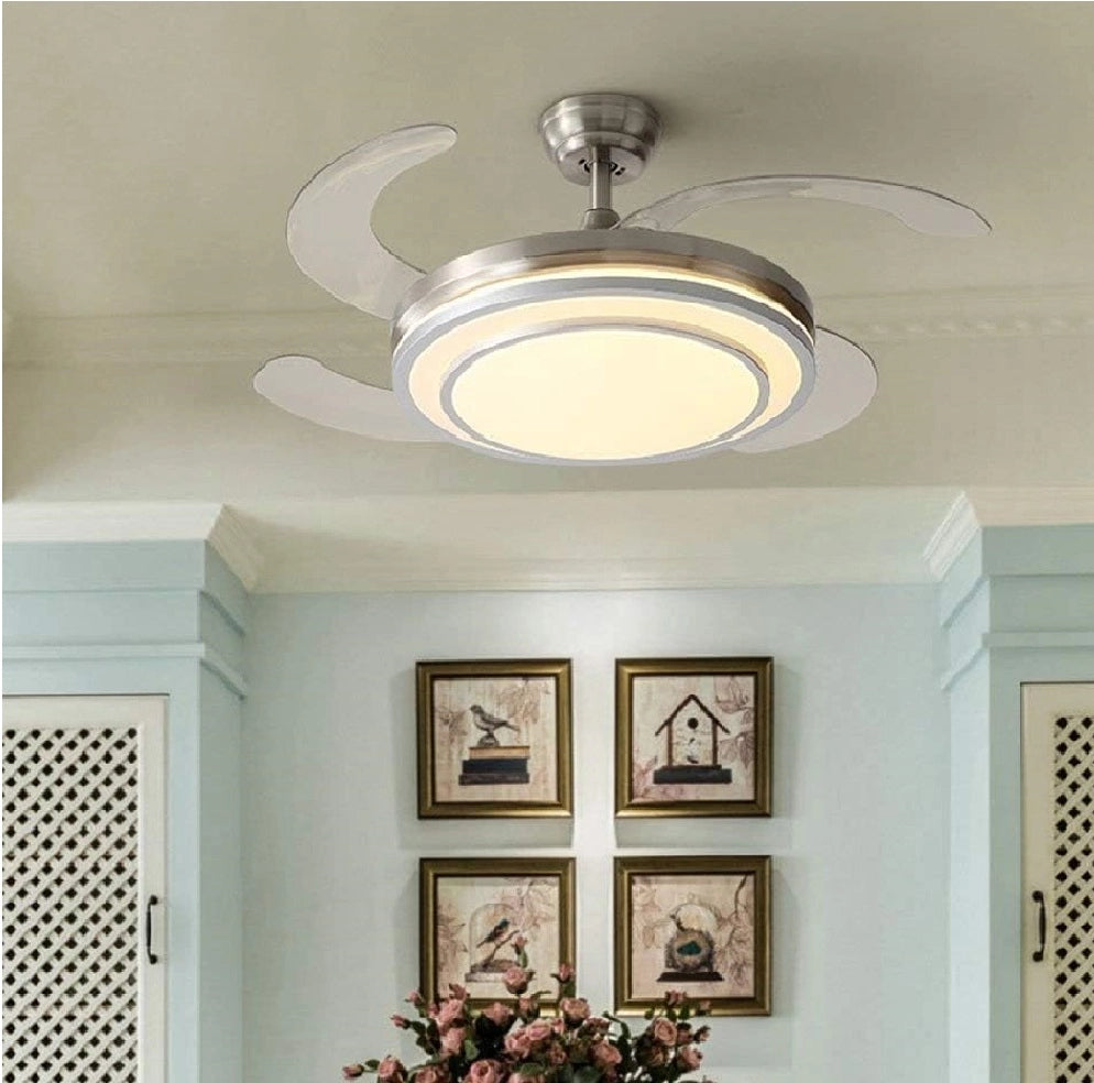 Ventilatore da Soffitto 68W Luce Led 4Pale Richiudibili Dimmerabile Telecomando