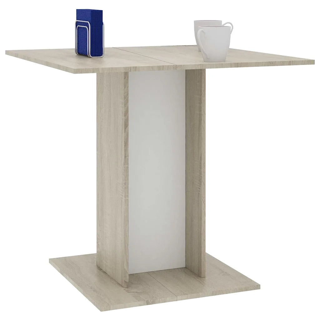 Tavolo da Pranzo Bianco e Rovere Sonoma 80x80x75 cm Truciolato cod mxl 18547