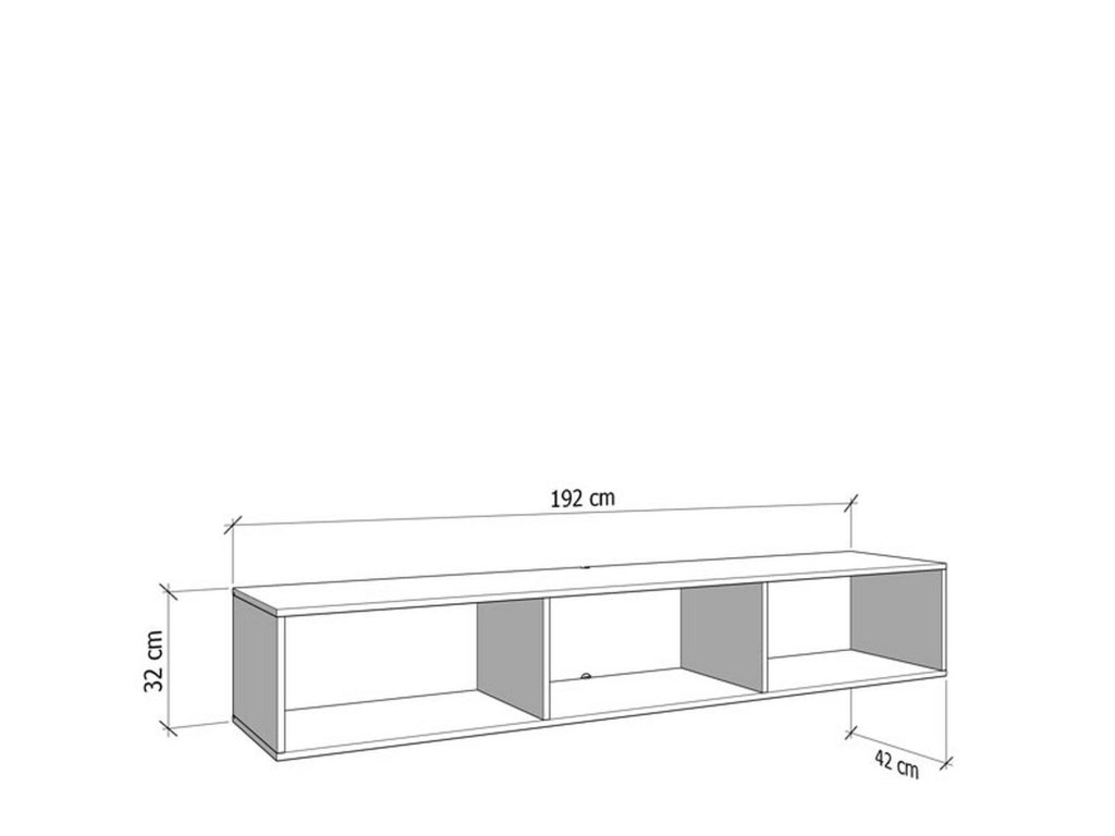 Fossa, Mobile Porta tv un Ripiano, 192x42x32h cm Bianco Crema
