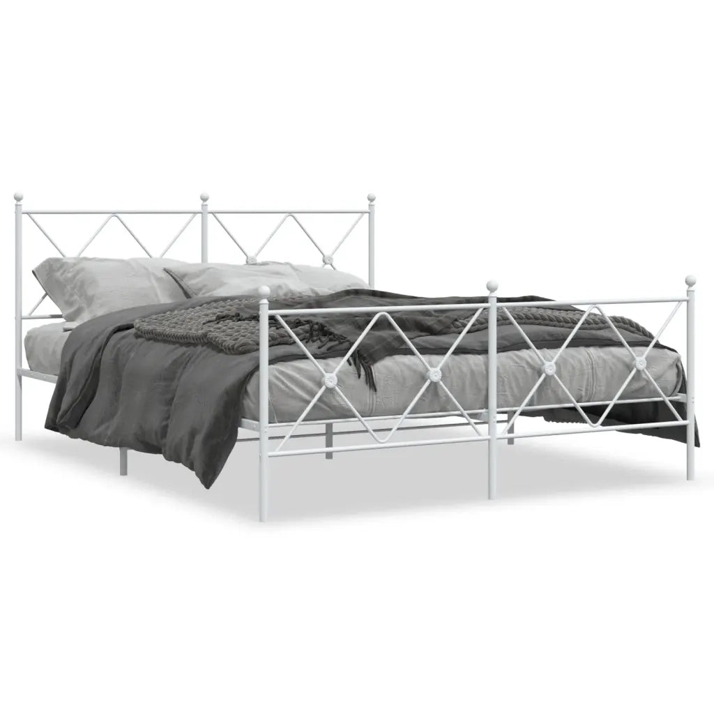 Giroletto con Testiera e Pediera Metallo Bianco 150x200 cmcod mxl 116432