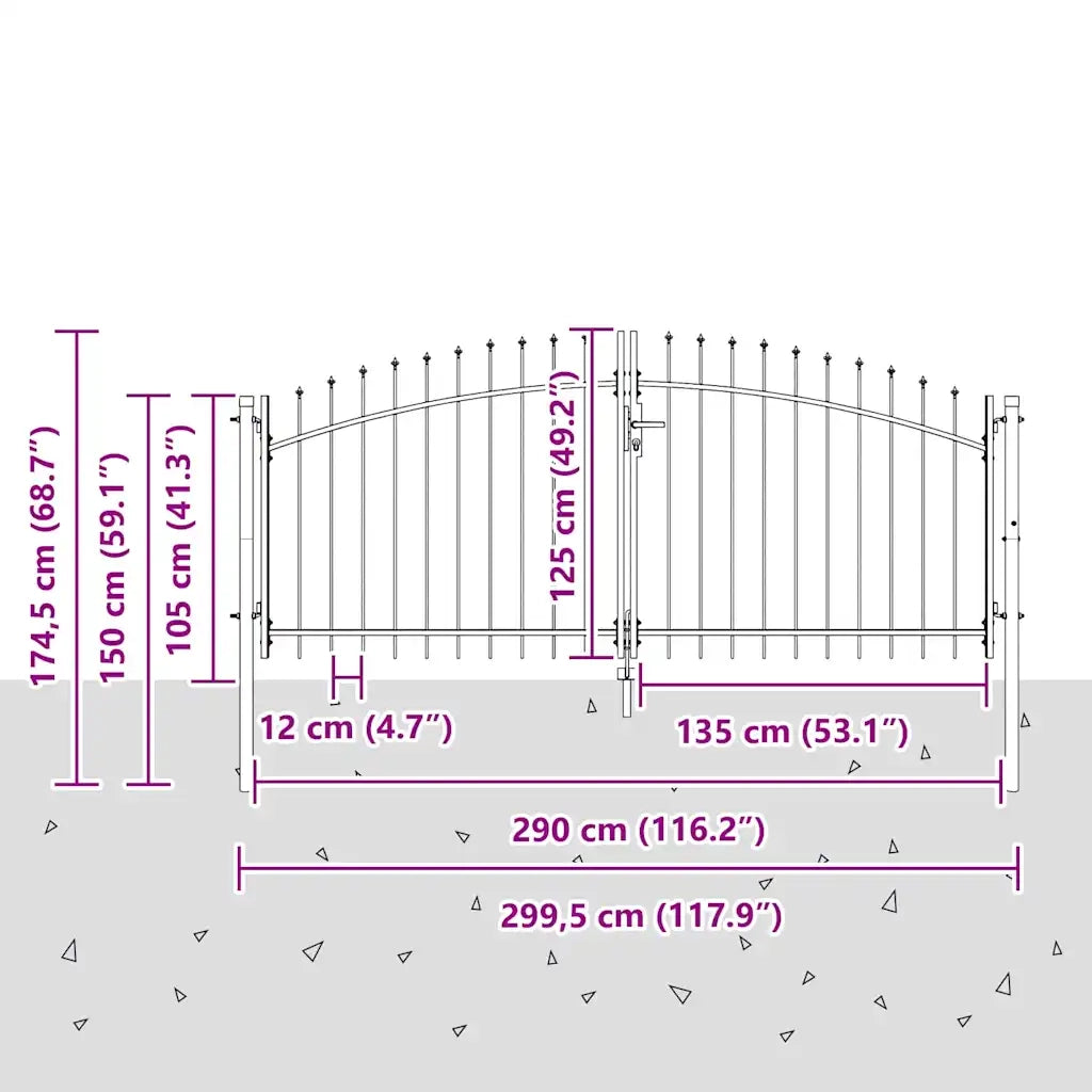 Cancello Doppio Woerden Grigio 299,5 x 174,5 cm Acciaio 42008846