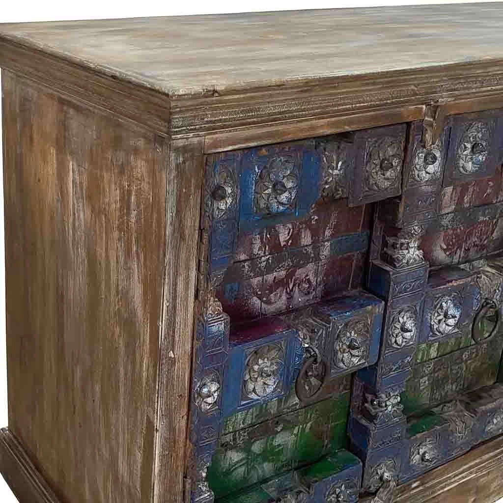 Credenza in legno artigianale marrone 216x52x93h