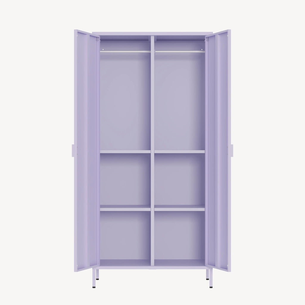 Armadio Guradaroba Esteli in Acciaio a 2 Ante con 2 Barre Appendiabiti e 4 Ripiani 170 x 80 x 45 cm - Viola [en.casa]