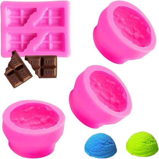 Scoop 3D Mold per Gelato in Silicone per Cera Fondente per Cakes di Zucchero e per Modelli di Cioccolato per Decorazioni di Festa e Matrimonio
