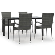 Set da Pranzo da Giardino 5 pz | Set Salotto da Giardino Grigio in Polyrattan