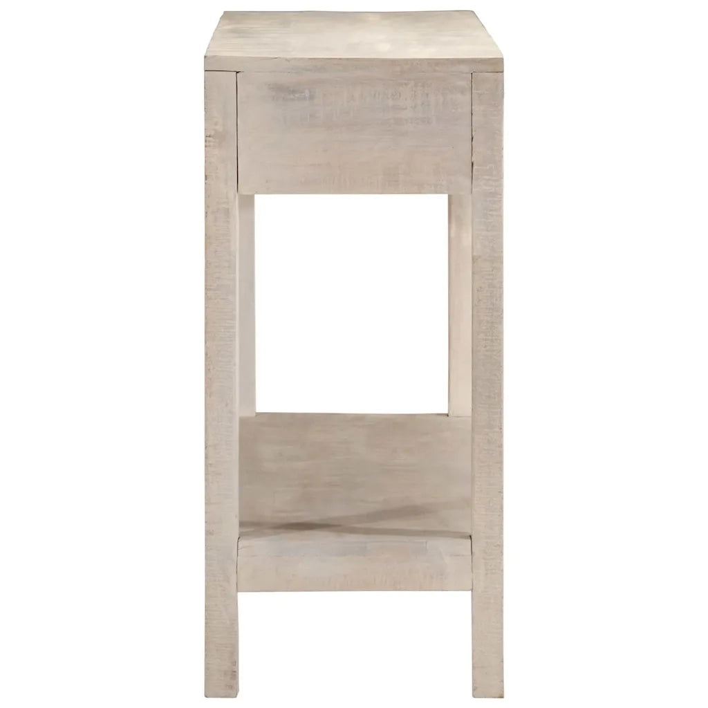 Tavolo Consolle | Tavolo d'Ingresso Bianco 110x35x75cm Legno Massello di Mango