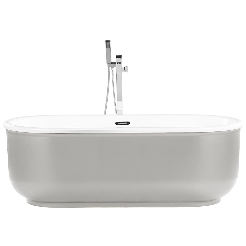 Vasca da bagno autoportante argento lucido sanitario acrilico singolo ovale moderno design minimalista