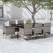 Set da Pranzo per Giardino 9 pz con Cuscini Grigio e Nero cod mxl 48779