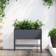 Vaso da giardino-Fioriera Esterno-Contenitore per Piante Rialzato Antracite 60 x 26 x 45 cm Acciaio