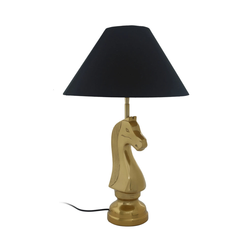 Lampada da tavolo Shah 100 in alluminio e ottone nera