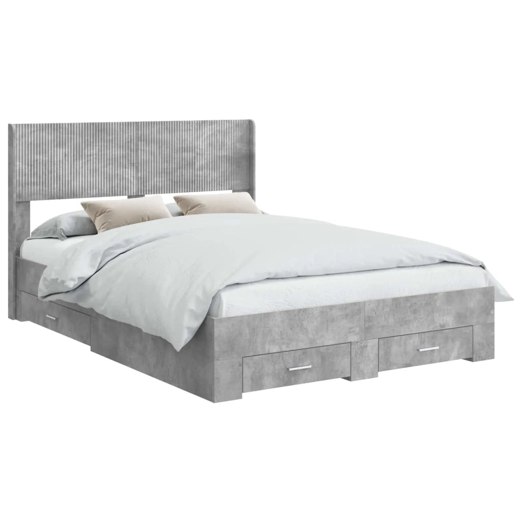 Struttura del letto con stoccaggio e testata Grigio Cemento 3414470