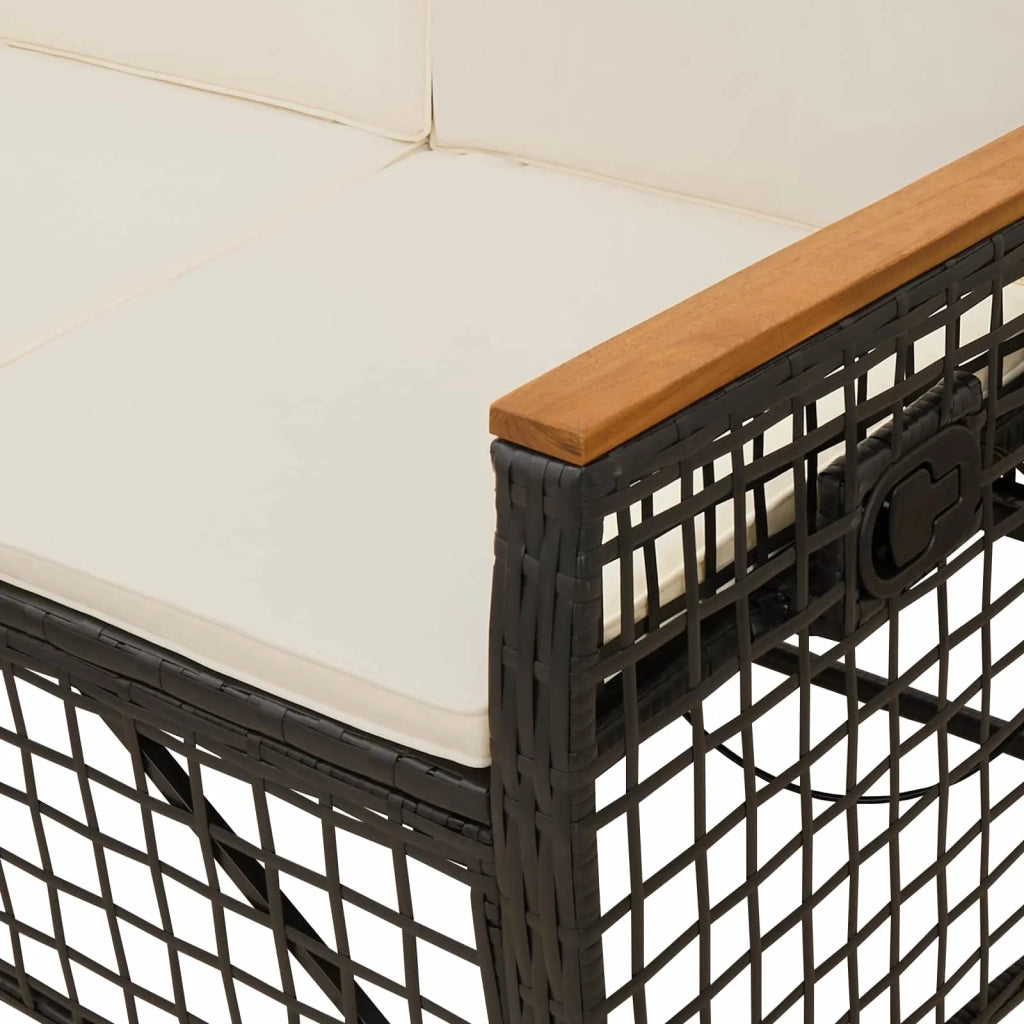 Set di Divani Recliner da Giardino | Set Salotto da Giardino Nero e Bianco Crema
