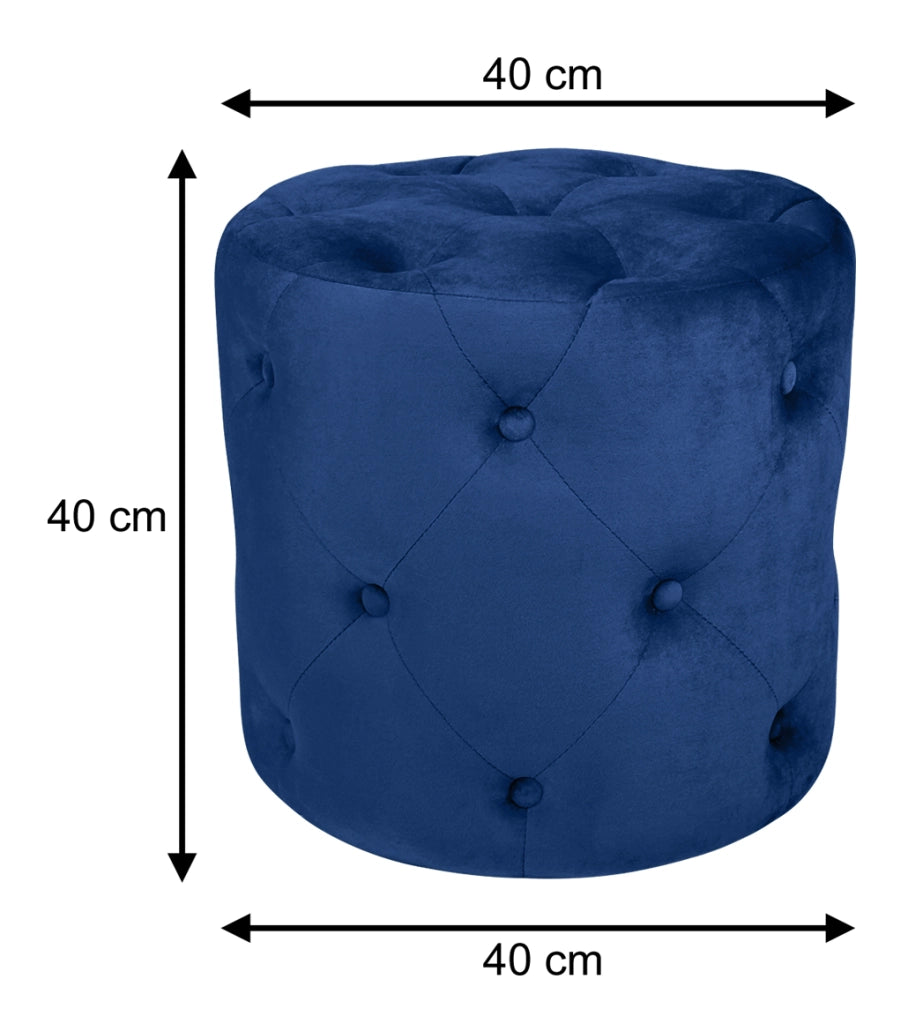 Pouf in velluto capitonné blu, poggiapiedi - Honey - PO07HO