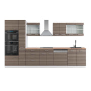 Vicco Mobile da cucina Grigio prezioso/bianco 350 cm con armadio alto, PL Rovere