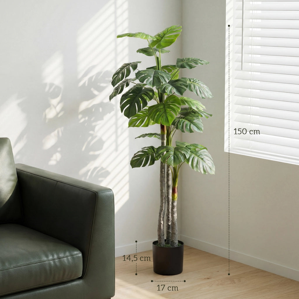 Pianta Artificiale Monstera con Vaso ¨C Zephmum ¨C Verde H 150 cm