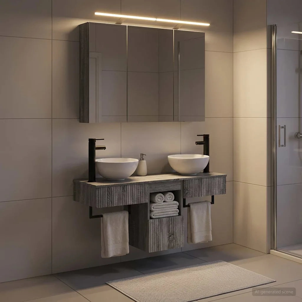 Set di Armadi da Bagno 4 pcs Sonoma grigio 100 x 14,5 x 70 cm 3406260
