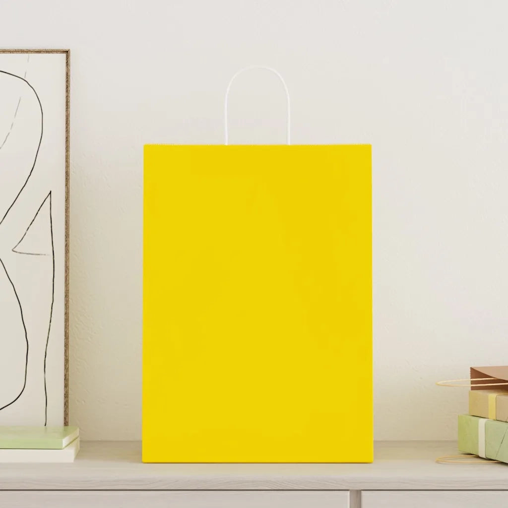 Sacchetti di Carta 250 pz con Manici Gialli 32x17x44 cm