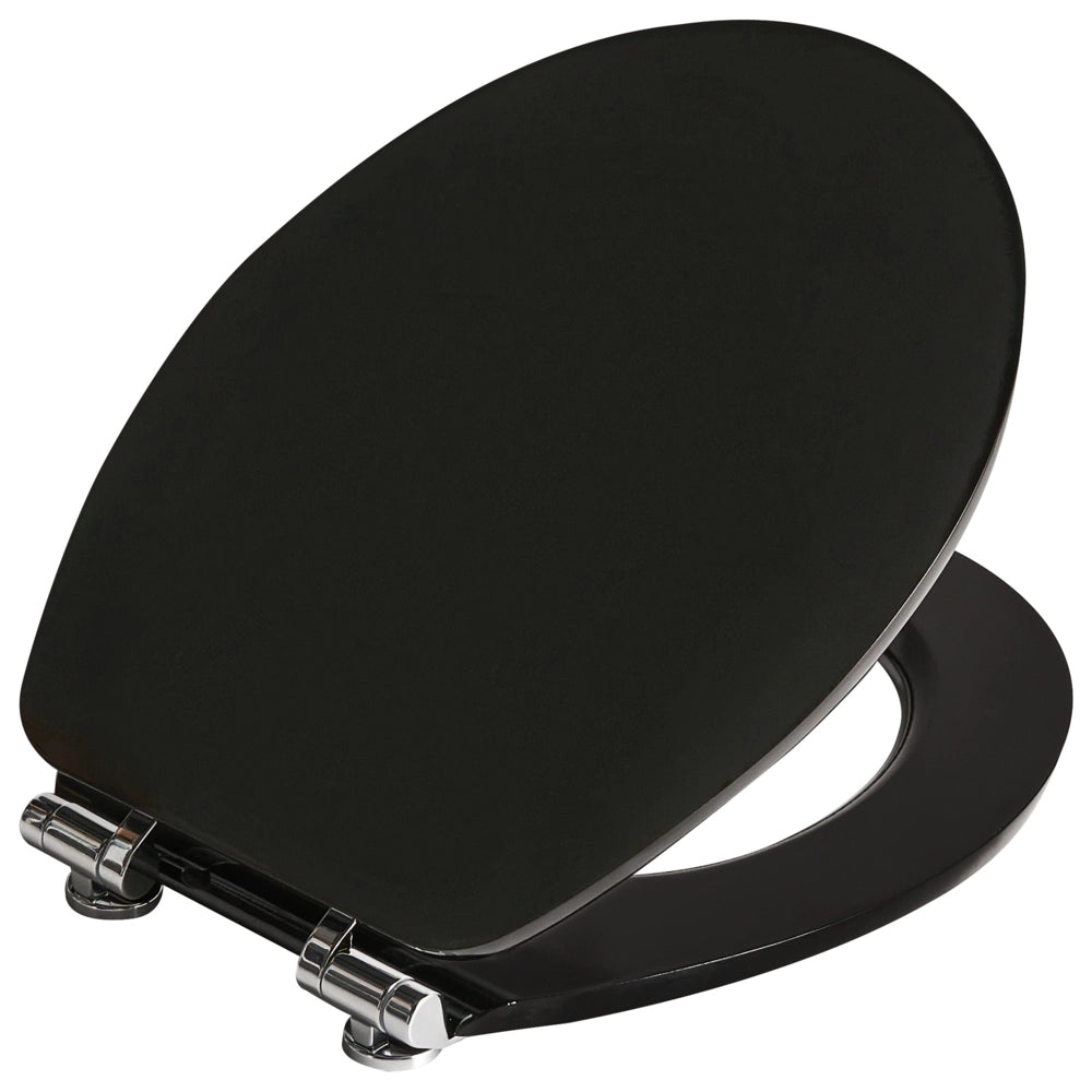 Sedile per wc in MDF nero lucido 48 x 38 cm Accessori per il bagno Stile tradizionale Wc bagno