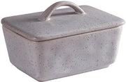 Botteriera quadrata in ceramica - 350 ml - con coperchio - Contenitore di burro - Portaburro - Ceramica liscia - Grigio
