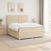 Letto Box Spring LED con Materasso Crema 160 x 200 cm Tessuto 3455900