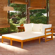 Lettini Prendisole con Cuscini Crema 2 pz Legno d'Acacia 3087268