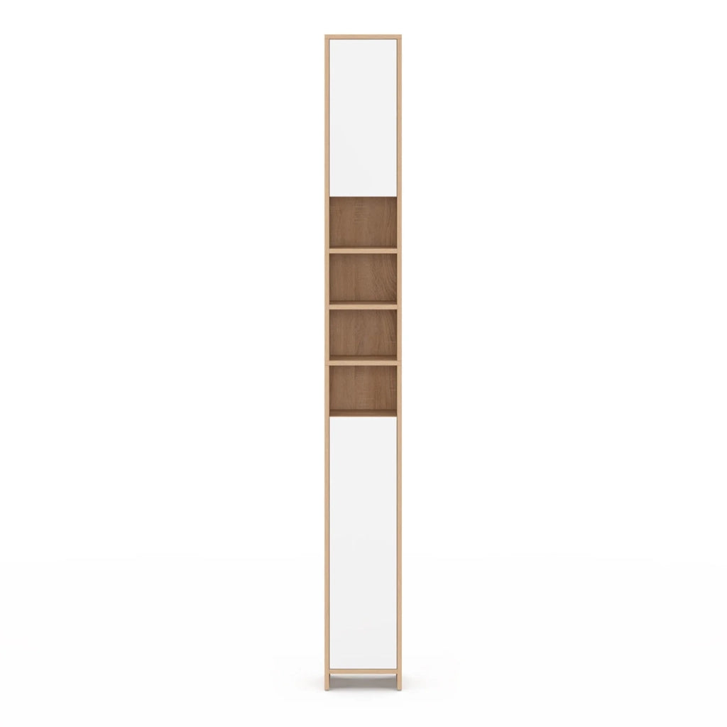 IDMarket - Mobile bagno TOMI a 2 ante con 4 nicchie, finitura faggio e bianco