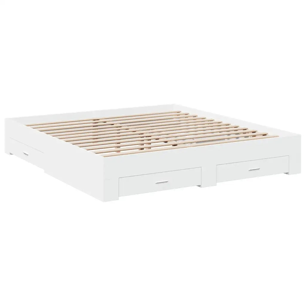 Giroletto con Cassetti Bianco 180x200 cm in Legno Multistrato