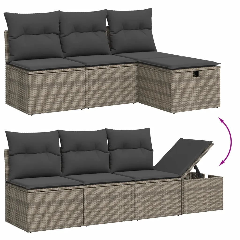 Set Divano da Giardino 8 pz con Cuscini Grigio in Polyrattan 3275944