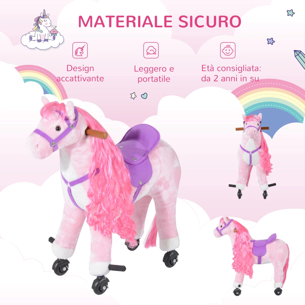 Cavallo a Dondolo per Bambini ¨C Minimal ¨C Rosa 65x28x75 cm