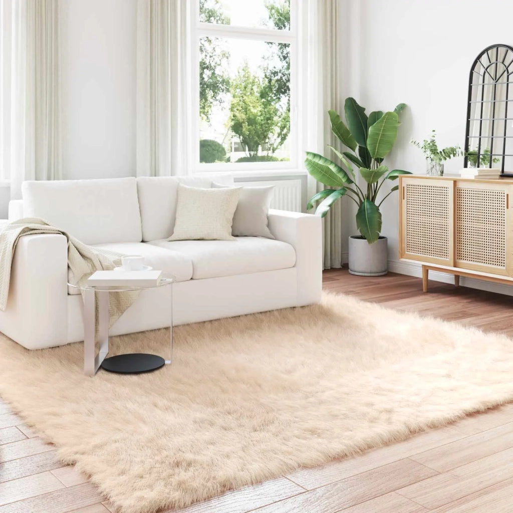 Tappeto in finta TAFALLA Beige 200 x 200 cm Poliestere 42021489