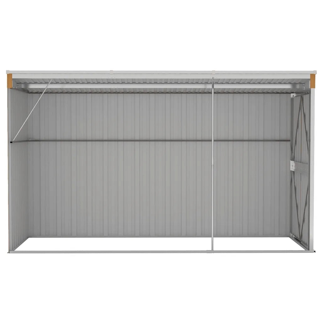 Casetta da giardino a muro marrone 118x288x178 cm in acciaio zincato 316228