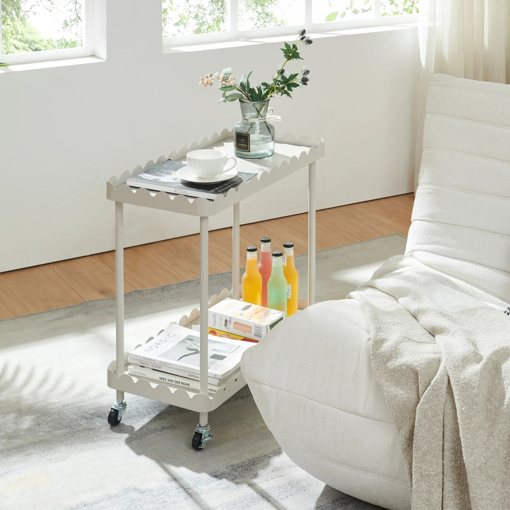 Carrello Portaoggetti Bolmanralu a 2 Ripiani e Rotelle 60 x 61 x 31 cm Struttura in Acciaio - Grigio [en.casa]