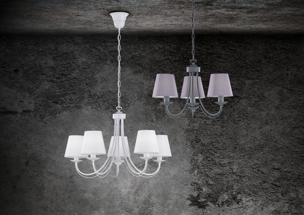 Lampadario da Interno  E14 in Metallo Bianco Opaco
