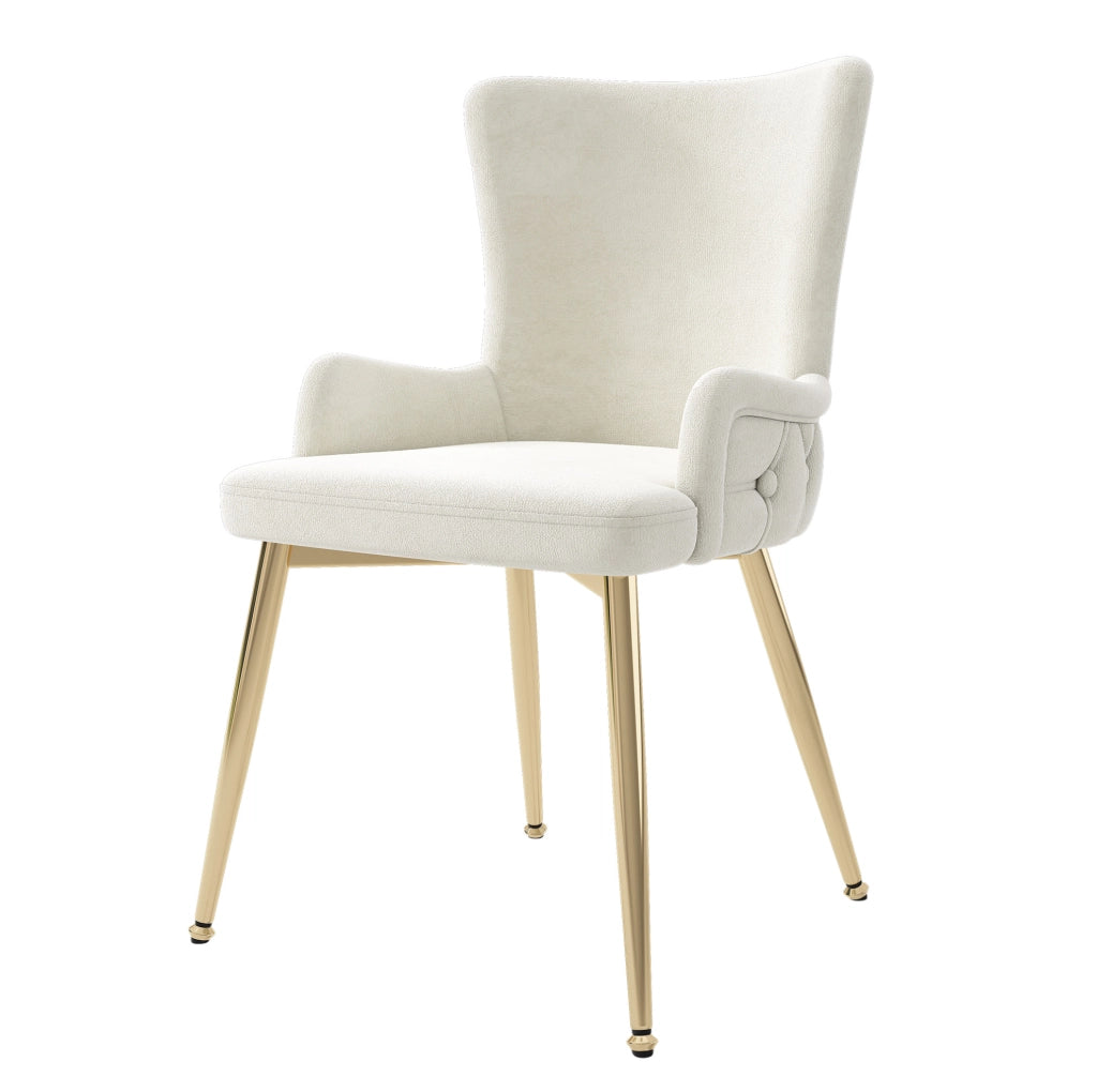 Set di 4 sedie in velluto con gambe in metallo; beige e argento