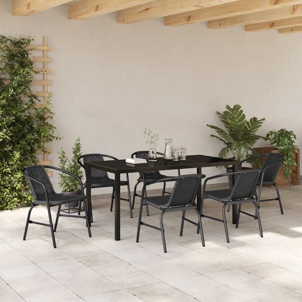 Set da Pranzo per Giardino 7 pcs Nero