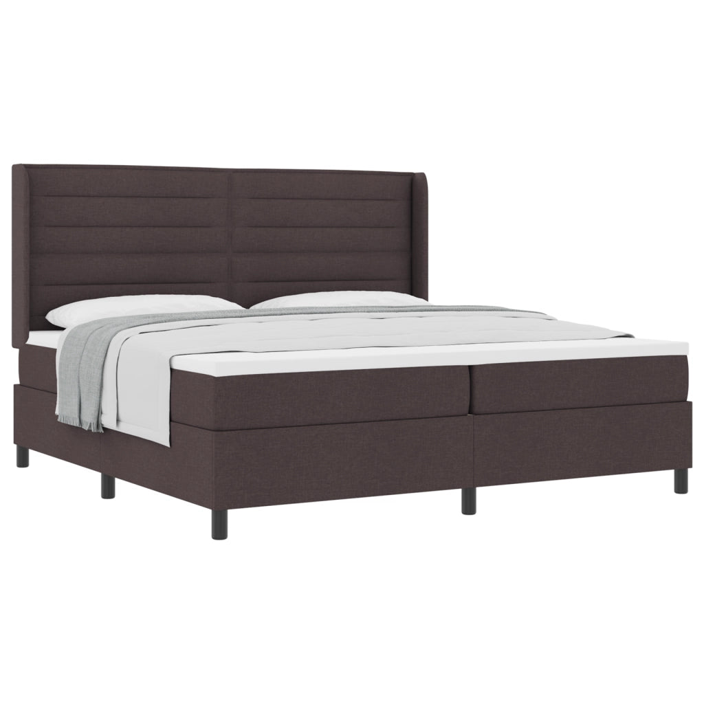 Letto Box con Materasso  Marrone Scuro 200x200 cm in Tessuto