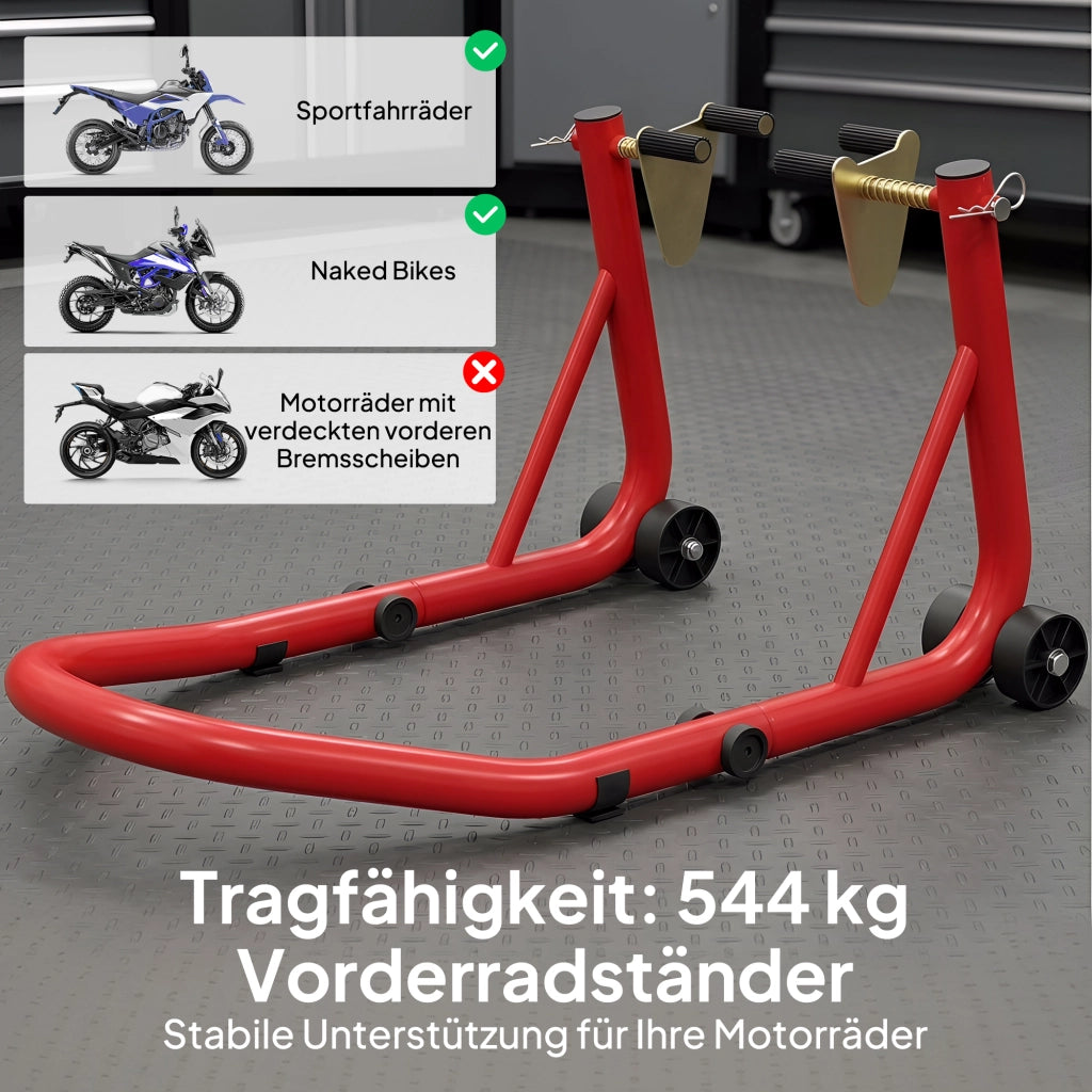 Cavalletto Motocicletta Anteriore ¨C zephmum ¨C Rosso Acciaio 544kg