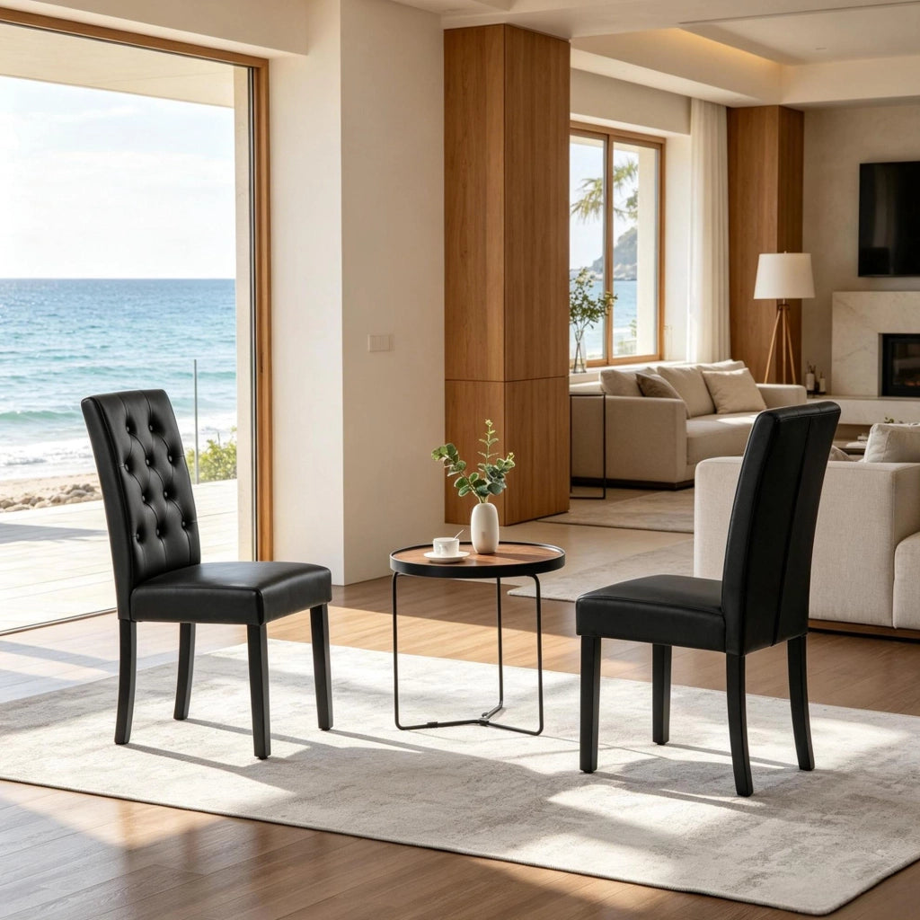 Sedia da pranzo nera 49 x 99 x 42 cm in similpelle e legno, set da 2
