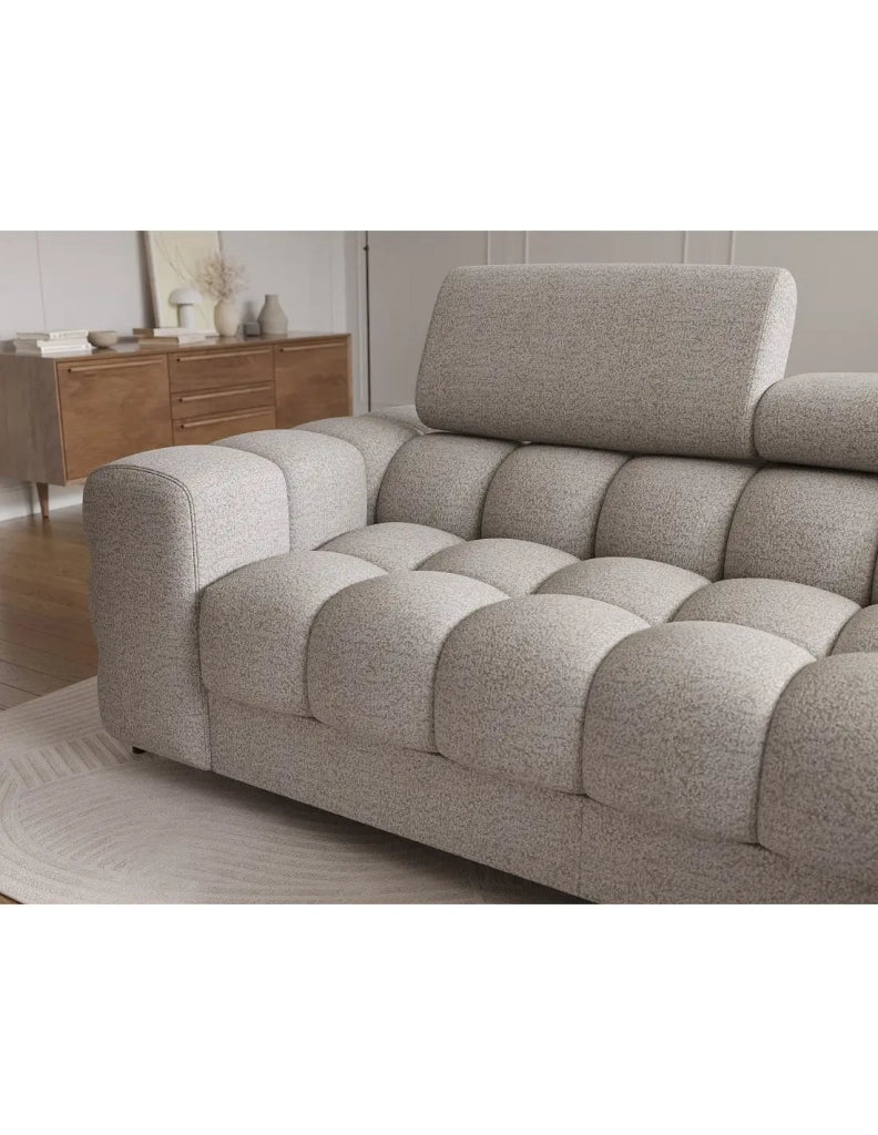 Divano angolare destro convertibile Beige mélange stile contemporaneo 285x99x181cm FILTRO